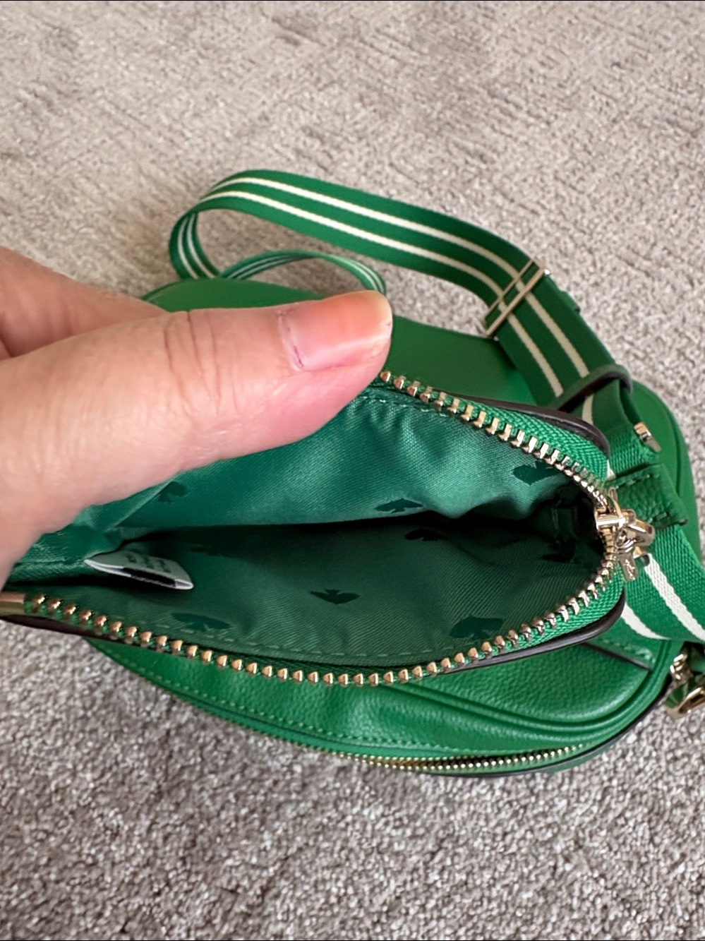kate spade ♠️ Pebbled Leather Crossbody with Striped Strap and Coin Pouch - Picture 11 of 13
